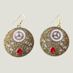 Boucles d'Oreilles Steampunk CALISTA Nacre et Grenats