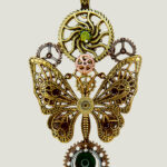 Collier Steampunk CYLIANE avec Grenats, Péridot et Œil de Tigre