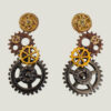 Boucles d'Oreilles composées de 5 engrenages collés verticalement