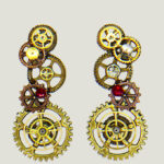 Boucles d'Oreilles Steampunk MÉCALUNE avec Grenats