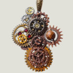 Collier Steampunk NAUTILUS avec Agate et Grenats