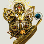 Broche Steampunk PRINTALIA avec Œil de Tigre