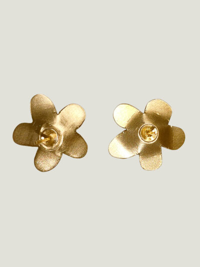 verso boucles d'oreilles clous en forme de fleur laiton doré avec fermoir papillon