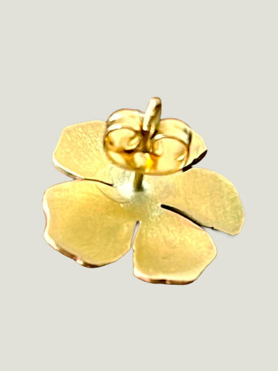 verso Boucles d'oreilles en forme de fleur en laiton brossé. Clou d'oreilles en laiton massif et papillon