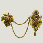 Broche duo Steampunk BALLERINA cristal bleu