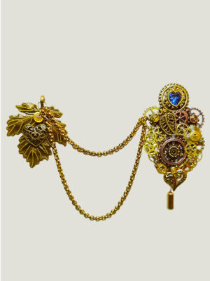 Broche duo Steampunk BALLERINA cristal bleu