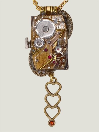 Collier steampunk LAVINIA montre et grenat