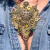 Collier Steampunk GAIA grenats et œil de tigre