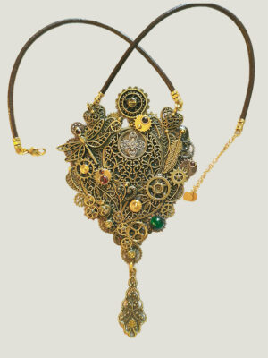 Collier Steampunk GAIA grenats et œil de tigre