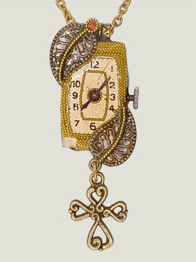 Collier steampunk SYBIL montre et grenat