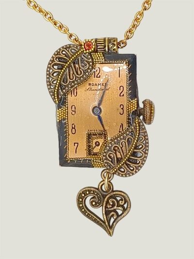 Collier steampunk VICTORINE montre et grenat