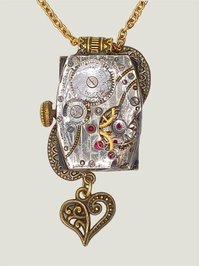 Collier steampunk VICTORINE montre et grenat