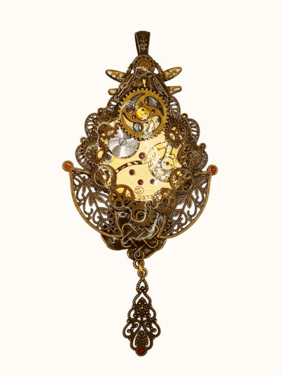 Collier Steampunk ROSALIA montre et grenats