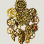 Broche Steampunk SYLVIA avec grenats