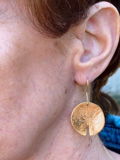 Boucles d'Oreilles LUNA laiton martelé