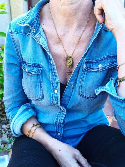 Collier steampunk SYBIL montre et grenat