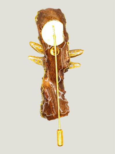 Broche Féerie NADOZ écorce, perles et grenat