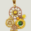 RODAJ-recto Collier Steampunk RODAJ engrenages et calcédoine