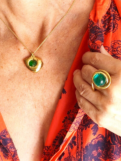 Cirella-+-elena-P Collier ELENA pépites et cabochon