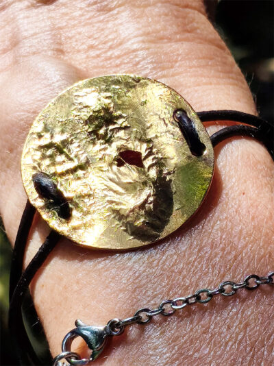Bracelet DEVA laiton réticulé et cuir