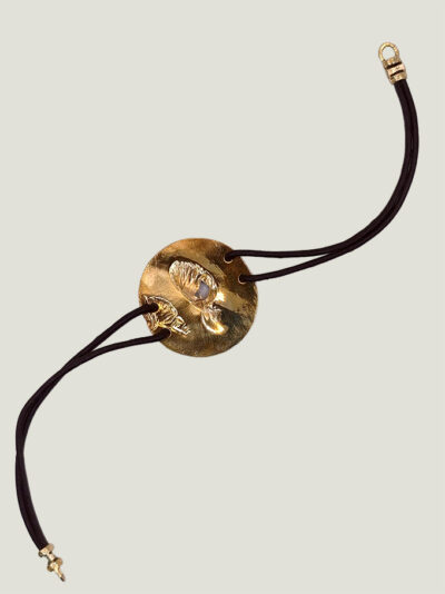 Bracelet DEVA laiton réticulé et cuir
